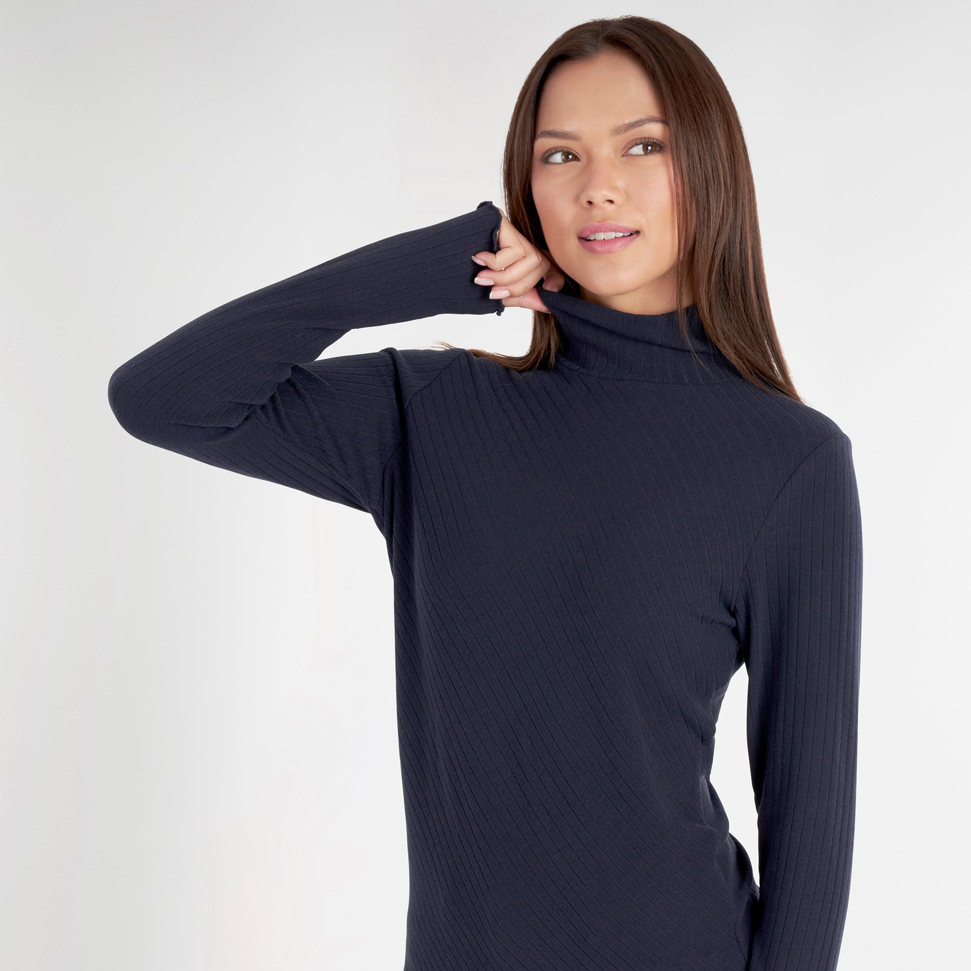 Green Lamb Mackenzie Ribbed Ladies Golf Polo Neck Navy